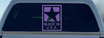 Made In the USA Patriotic Car or Truck Window Decal Sticker (Purple)