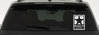 Made In the USA Patriotic Car or Truck Window Vinyl Decal Sticker (White)