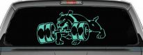 Bulldog With Barbells Car or Truck Window Decal Sticker (Mint)