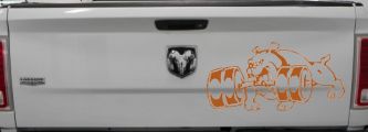 Bulldog With Barbells Car or Truck Window Decal Sticker (Nut Brown)