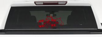 Bulldog With Barbells Car or Truck Window Vinyl Decal Sticker (Red)