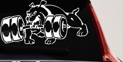Bulldog With Barbells Car or Truck Window Vinyl Decal Sticker