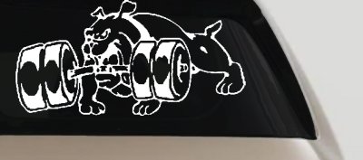 Bulldog With Barbells Car or Truck Window Vinyl Decal Sticker