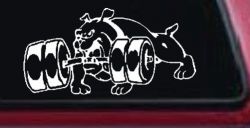 Bulldog With Barbells Car or Truck Window Decal Sticker