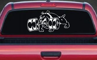 Bulldog With Barbells Car or Truck Window Decal Sticker