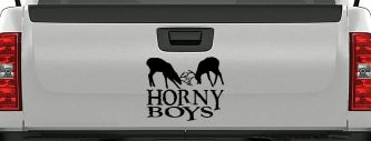 Horny Boys Buck Deer Hunting Car or Truck Window Decal Sticker (Black)
