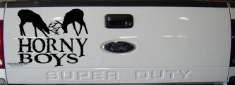 Horny Boys Buck Deer Hunting Car or Truck Window Decal Sticker (Black)