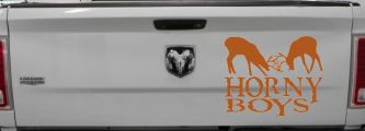 Horny Boys Buck Deer Hunting Car or Truck Window Decal Sticker (Nut Brown)