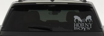 Horny Boys Buck Deer Hunting Car or Truck Window Decal Sticker (Telegrey)