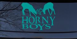 Horny Boys Buck Deer Hunting Car or Truck Window Decal Sticker (Turquoise)