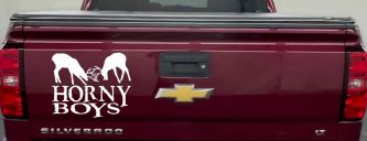 Horny Boys Buck Deer Hunting Car or Truck Window Decal Sticker (White)