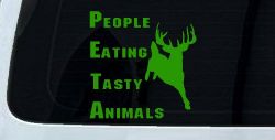 PETA People Eating Tasty Animals Deer Hunting Car or Truck Window Decal Sticker (Lime)