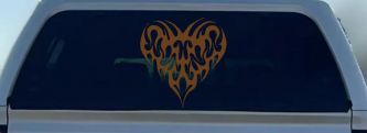 Tribal Heart with Swirls Car or Truck Window Decal Sticker (Copper)