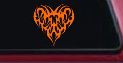 Tribal Heart with Swirls Car or Truck Window Decal Sticker (Orange)