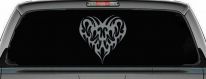 Tribal Heart with Swirls Car or Truck Window Decal Sticker (Telegrey)