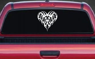 Tribal Heart with Swirls Car or Truck Window Decal Sticker