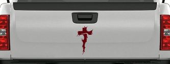Tribal Thorn Jesus Cross Christian Car or Truck Window Decal Sticker (Purple Red)