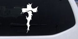 Tribal Thorn Jesus Cross Christian Car or Truck Window Decal Sticker