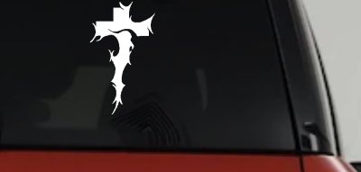 Tribal Thorn Jesus Cross Christian Car or Truck Window Vinyl Decal Sticker