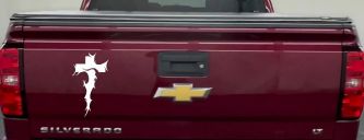 Tribal Thorn Jesus Cross Christian Car or Truck Window Decal Sticker (White)