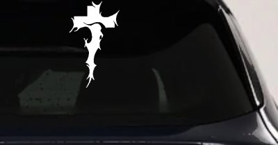 Tribal Thorn Jesus Cross Christian Car or Truck Window Vinyl Decal Sticker