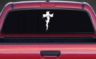 Tribal Thorn Jesus Cross Christian Car or Truck Window Decal Sticker