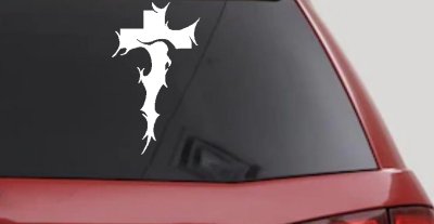 Tribal Thorn Jesus Cross Christian Car or Truck Window Vinyl Decal Sticker