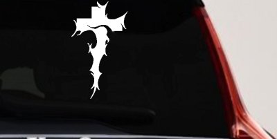 Tribal Thorn Jesus Cross Christian Car or Truck Window Vinyl Decal Sticker