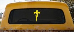 Tribal Thorn Jesus Cross Christian Car or Truck Window Vinyl Decal Sticker (Yellow)