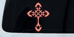 Celtic Cross Christian Car or Truck Window Vinyl Decal Sticker (Coral)