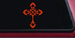 Celtic Cross Christian Car or Truck Window Vinyl Decal Sticker (Orange Red)