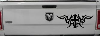 Christian Cross with Tribals Car or Truck Window Decal Sticker (Black)