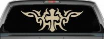 Christian Cross with Tribals Car or Truck Window Decal Sticker (Desert Sand)