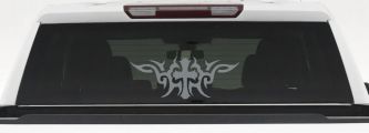 Christian Cross with Tribals Car or Truck Window Decal Sticker (Telegrey)