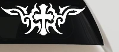 Christian Cross with Tribals Car or Truck Window Vinyl Decal Sticker