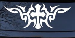 Christian Cross with Tribals Car or Truck Window Decal Sticker