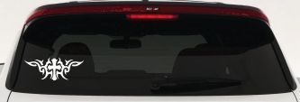 Christian Cross with Tribals Car or Truck Window Decal Sticker (White)