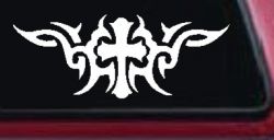 Christian Cross with Tribals Car or Truck Window Decal Sticker