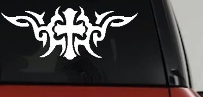 Christian Cross with Tribals Car or Truck Window Vinyl Decal Sticker