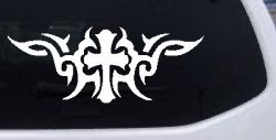 Christian Cross with Tribals Car or Truck Window Decal Sticker
