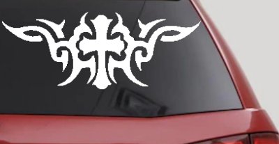 Christian Cross with Tribals Car or Truck Window Vinyl Decal Sticker