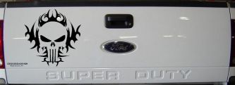 Tribal Punisher Skull Car or Truck Window Decal Sticker (Black)