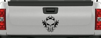 Tribal Punisher Skull Car or Truck Window Decal Sticker (Black)