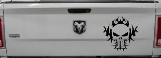 Tribal Punisher Skull Car or Truck Window Decal Sticker (Black)