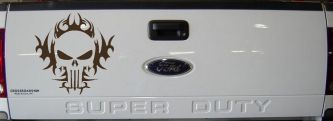 Tribal Punisher Skull Car or Truck Window Decal Sticker (Brown)
