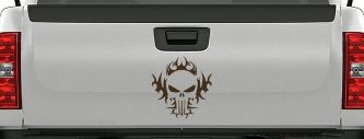 Tribal Punisher Skull Car or Truck Window Decal Sticker (Brown)