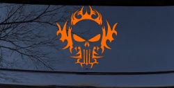 Tribal Punisher Skull Car or Truck Window Decal Sticker (Orange)
