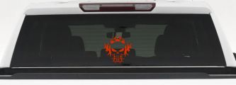 Tribal Punisher Skull Car or Truck Window Decal Sticker (Orange Red)