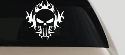 Tribal Punisher Skull Car or Truck Window Vinyl Decal Sticker