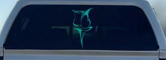 Tulip Rose Flower Car or Truck Window Decal Sticker (Turquoise)
